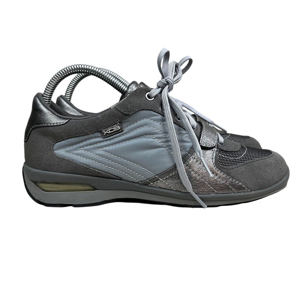 Rockport XCS Sneaker Suede Mesh Lace Up Low Top Rubber Soles Gray Women Size 7.5